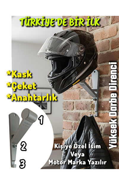 açelya3d Motor Kask Duvar Askılık Tutucu Askılığı Aparat Askı Montaj Askısı Aparatı