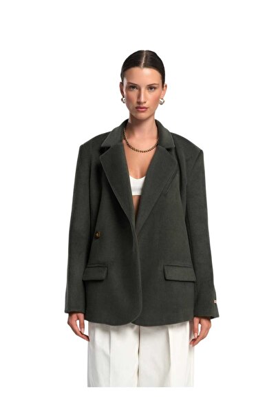 MAİ COLLECTİON Yırtmaç Detaylı Petrol Mavisi Blazer Ceket