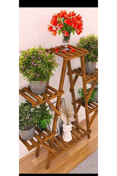 KOVANCI MARANGOZ DEDE DEKORATİF AHŞAP SAKSILIK ÇİÇEKLİK SAKSI STANDI DÜZENLEYİCİ