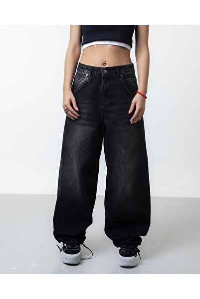 8line Washed Black Loose Fit Jeans