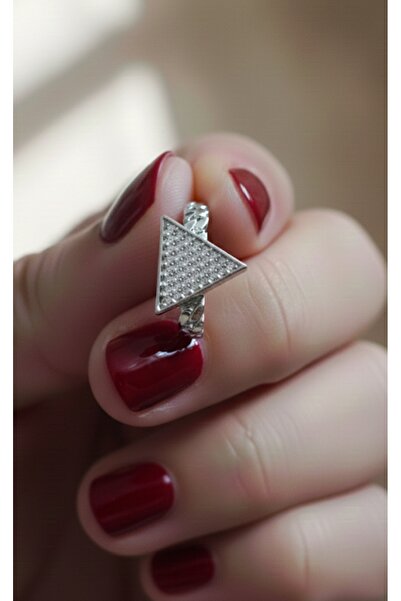 Nurtakı خاتم نسائي على شكل هرم مثلث الشكل مصنوع من الحجر قابل للتعديل