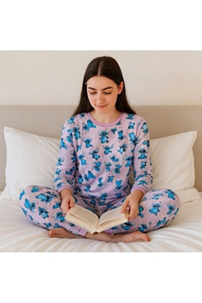 OEM Winter Pajama Set Lilac with Stitch Pattern