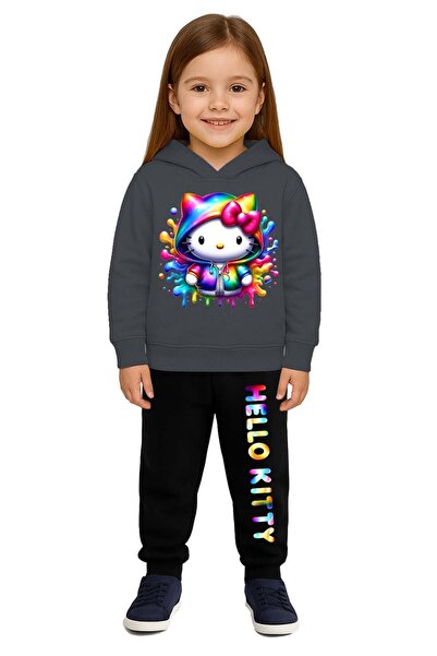 SEDİRLİ Hello Kity με τύπωμα Παιδικό Σετ Φούτερ 3 Νήματα Σετ επένδυση fleece ...