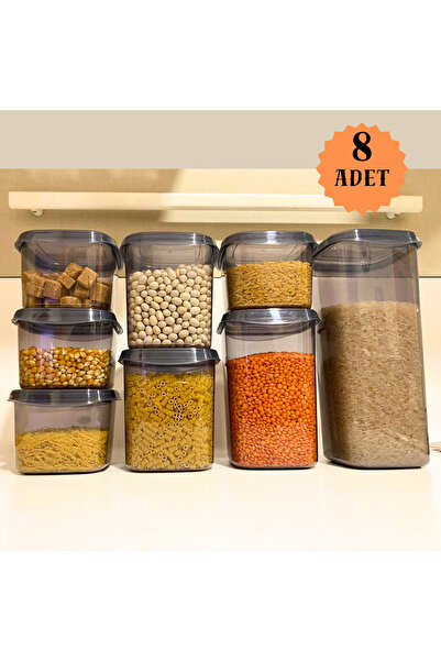 ViZKA مجموعة من 8 حاويات تخزين طعام مربعة، صندوق تنظيم بغطاء صلب