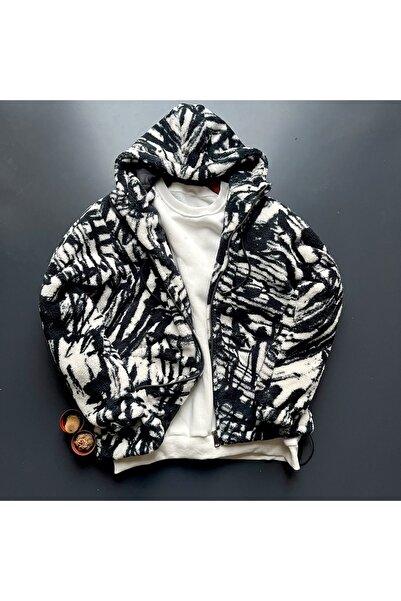 giyimadam16 Oversized - Hooded Plush Cardigan Men's Fleece