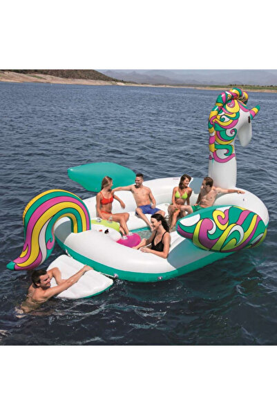 BESTWAY unicorn yüzen büyük ada 590 cm 6 kisilik