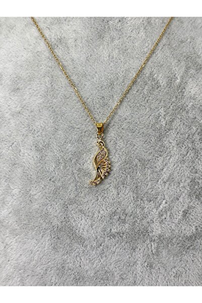 divakse قلادة من الفولاذ على شكل بجعة مرصعة بحجر الزركون الذهبي