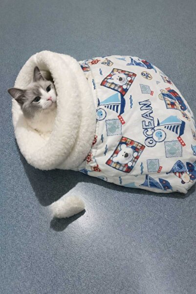 Beta kedi ve köpekler için desenli uyku tulumu Kedi magrasi minderi yatağı magra