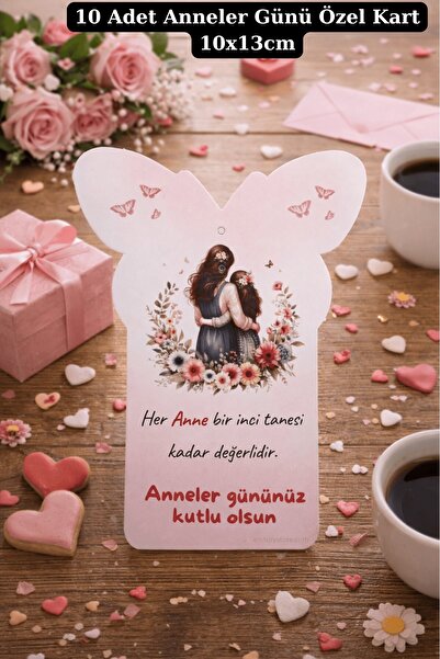 Emtory Home 10 Adet Anne Kız Kelebek Şekilli Tebrik Kartı - Anneler Günü Hedi...