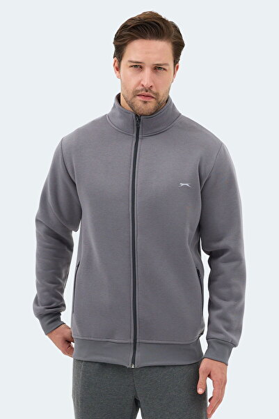 Slazenger Mendoza I Men's Zippered Mock Neck Pocket Khaki Sweatshirt