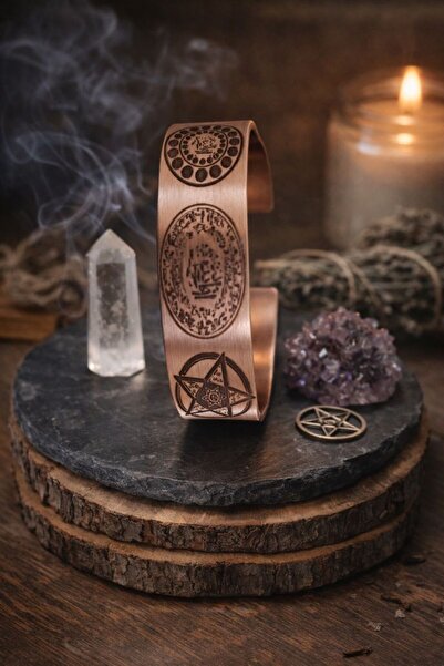 Neefy Handmade Pure Copper Inlaid Premium Bracelet Sealed 15mm Wide Bracelet