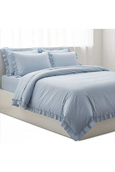 By Masuaa Double Ruffled Bedding Set and 2 Ruffled Pillowcases |   Without Sheets |   100% Cotton