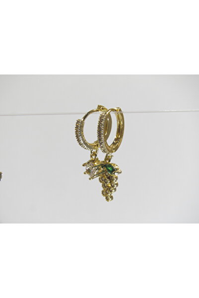 stainless steell Üzüm Salkımı Gold Küpe