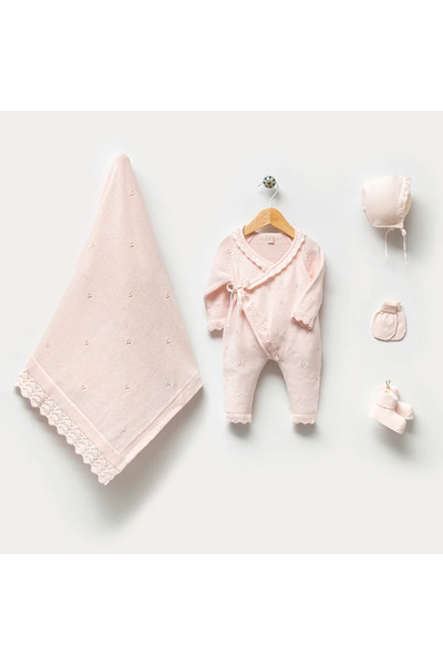 STRAWBABY KIZ BEBEK 0-3 AY KRUVAZE MODEL TRİKO 5Lİ SET