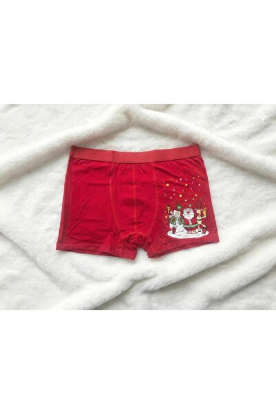 Shozy Boutique Erkek Kırmızı Yılbaşı Boxer-Noel Babalı