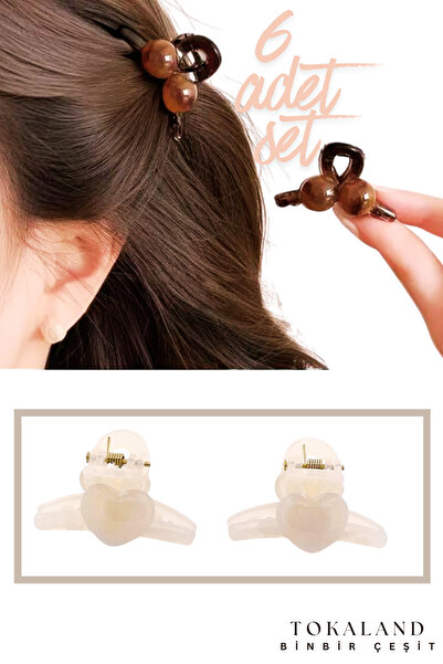 TOKALAND 6'lı Set Mandal Toka, Küçük Boy Mandal Toka Seti, Akrilik Kemik Mand...