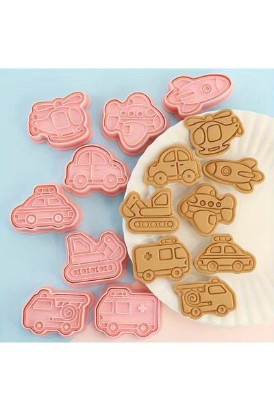 In dough قاطع كوكيز المواصلات العدد 8 اشكال مختلفة قاطع عجين قوالب