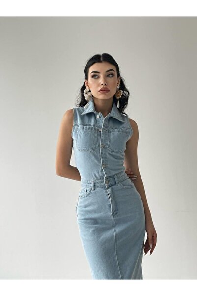 SGM BUTİK Meldia Jean Zero Sleeve Dress