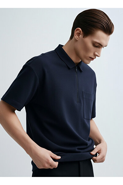 GMG FIRENZE Μαύρο ανδρικό μπλουζάκι με λαιμόκοψη πόλο GU25MFW03006