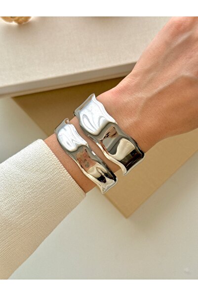 YOUES JEWELRY 316l Çelik Kalın Kelepçe Bileklik Kadın Bilezik Ayarlanabilir K...