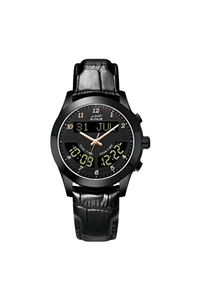 Al-Fajr ساعة ديناميكية 360 تناظرية ورقمية بسوار جلدي - WA-12BBL