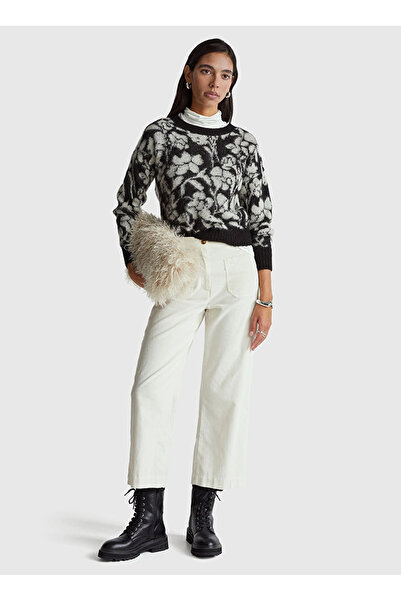 Benetton Bisiklet Yaka Normal Siyah Kadın Kazak 1VAAE10F3