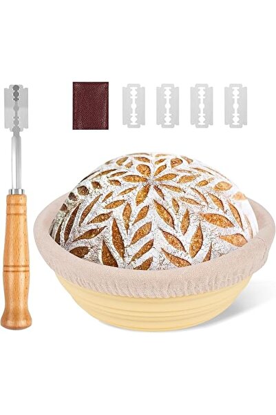 Arabest سلة تخمير، طقم سلة سيليكون للمبتدئين مع 5 قطع من أدوات التثقيب، أوعية تخمير، لوازم الخبز