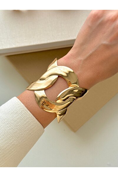 YOUES JEWELRY 316l Çelik Kalın Kelepçe Bileklik Kadın Bilezik Ayarlanabilir K...