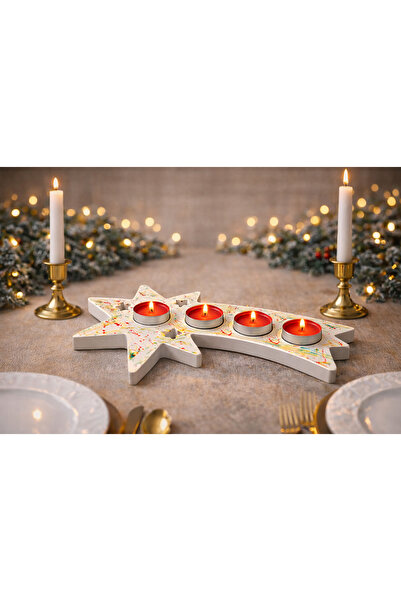 EMRDesign El Yapımı Büyük Boy Yılbaşı Dekoratif Mumluk – 4’lü Tealight Mumluk...