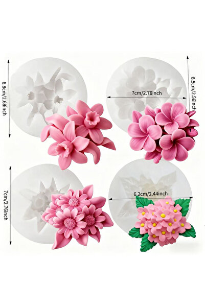 Choice12 XSJHD 7Pcs Flower Silicone Molds 3D Rose Peony Cholate Cake Baking M...