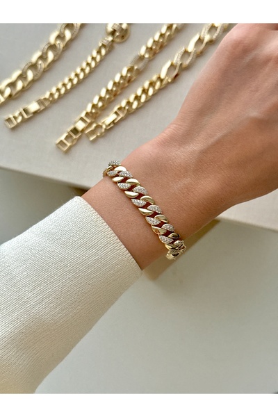 YOUES JEWELRY CM Lüx Premıum Kuyumcu Model Bileklik Altın Kaplama Renk Atmaz ...