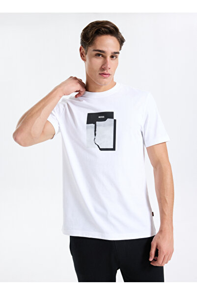 BOSS Bisiklet Yaka Beyaz Erkek T-Shirt Te_brokenice