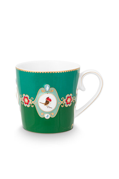 Pip Studio Porselen Yeşil Kupa LOVEBİRDSYEŞİLMADALYONMUG250ML