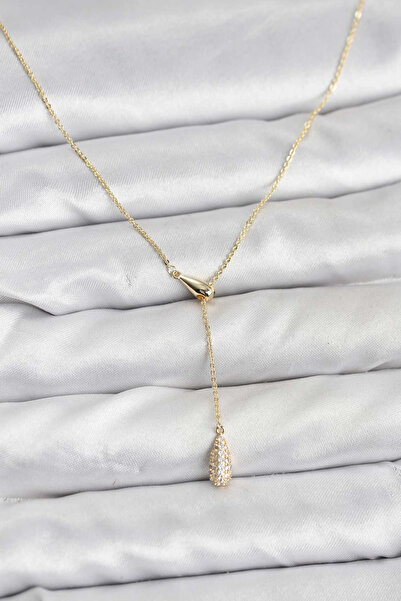 Epilons Bfs Brass Gold Color Elevator Drop Model Women's Necklace