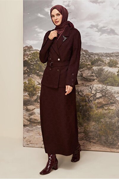 Alvina Belted Jacquard Skirt Suit 46102