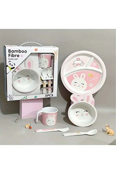 fulina Baby Feeding Set 5 Pcs,Includes Plate Bowl Cup Fork and Spoon Utensil,Dishwasher Safe,BPA Free
