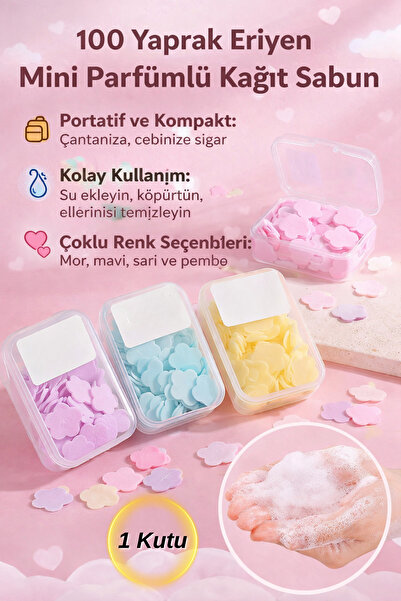 Hane Dostu 100 Yaprak Eriyen Mini Parfümlü Kağıt Sabun – Cep Boy, Taşınabilir...