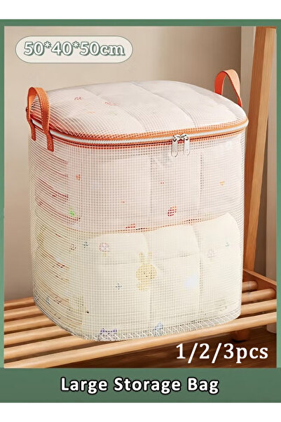Generic Quilt Storage Bag Large Capacity Clothes Organizer Printed Foldable Storage Bag