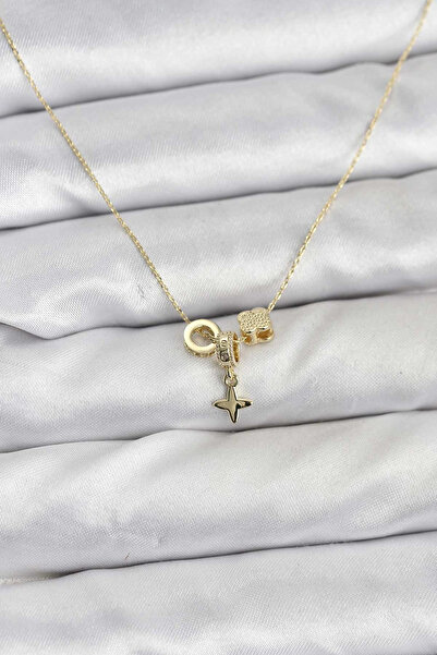 Epilons Bfs Gold Color Brass Women's Necklace with Charms