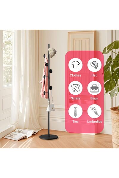 fulina علاقة ملابس قائمة بذاتها، علاقة ملابس أرضية بسبعة خطافات، علاقة معاطف وقبعات للمدخل والممر