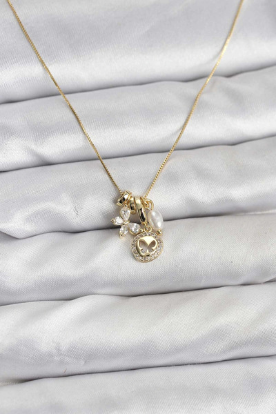 Epilons قلادة نسائية من النحاس باللون الذهبي من Bfs