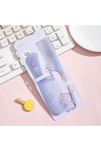 Choice طقم مشط شعر للأطفال مكون من قطعتين، لون أزرق فاتح، بتصميم حيوانات كرتو...