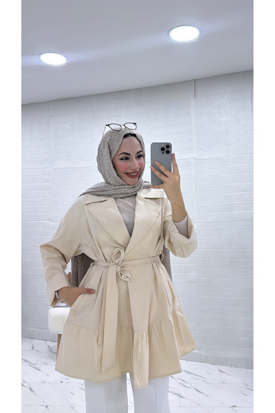 İlaydaalgül FIRFIRLI , YAKALI , KUŞAKLI KETEN CEKET