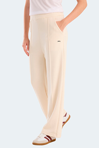 Slazenger Pantaloni de sport pentru femei VILLE CZG, cu picioare largi, ecru