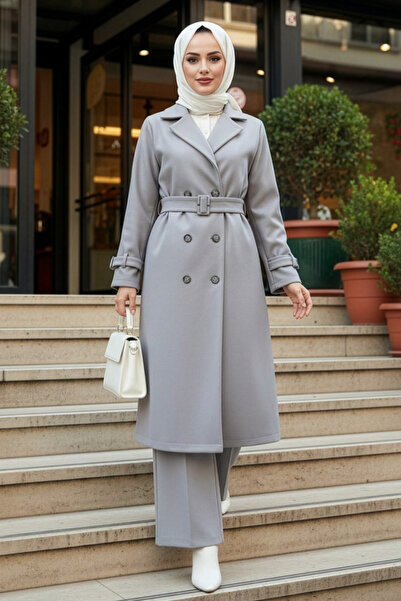 N.S NEVA STYLE Buttoned Gray Hijab Cap 62441Gr