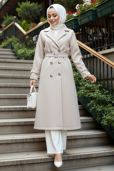 N.S NEVA STYLE Buttoned Beige Hijab Cap 62441Bej