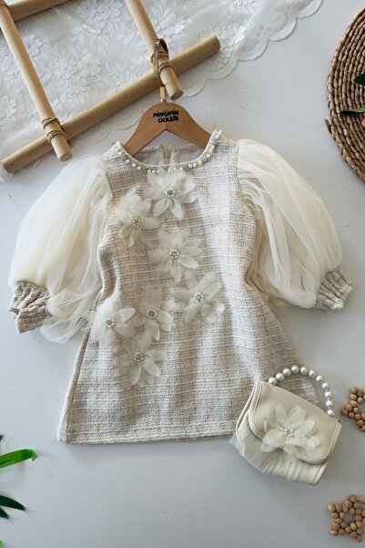 Minigimin Cicileri Miniğimin Cicileri İnci Yaka Detaylı Çiçek Aplikeli Tüllü ...