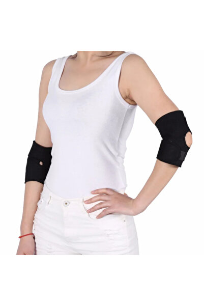 CRM Set of 2 Elbow Supports with Tourmaline and Magnets, CRM, Adjustable, Unisex, Universal Size, Black