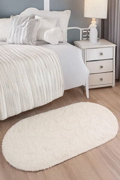 Lexa Krem Yıkanabilir Yumuşak Peluş Halı Kaydırmaz Tozumaz Tüylenmeyen Kesme ...