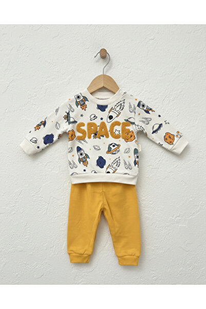 Laria Uzay Baskı Space Süzine Nakışlı Erkek Bebek Takım